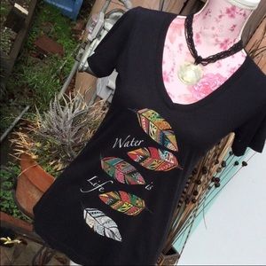 Next Level “Water Is Life” leaf design v neck tee